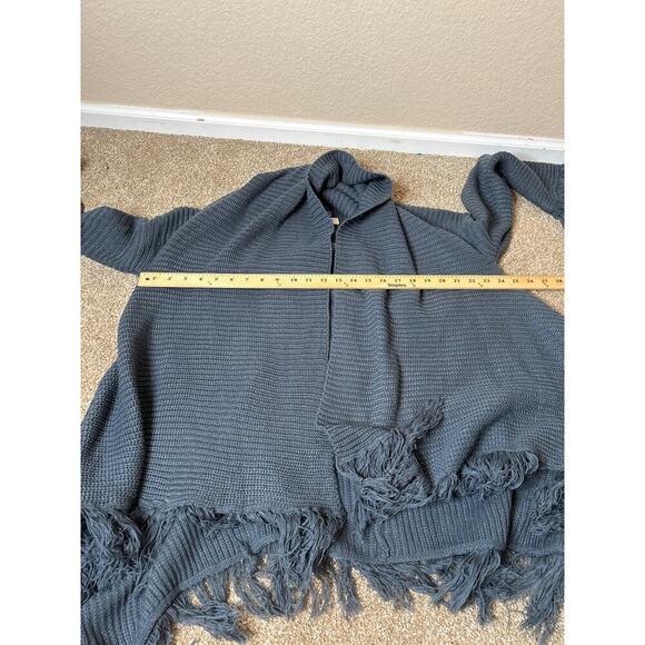 Umgee cardigan sweater tasseled sleeves & hem steel green open front SZ MD - Picture 8 of 9